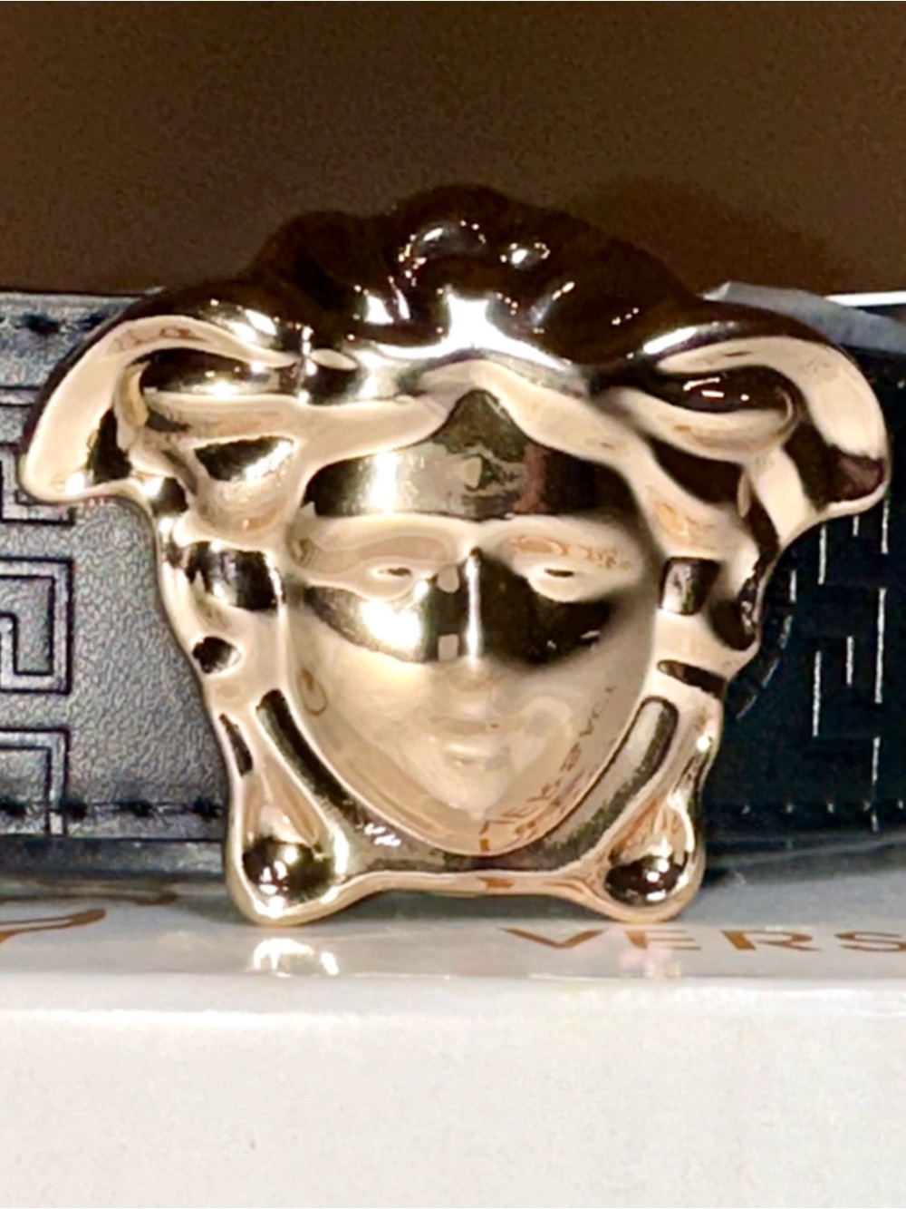 Versace Gold Medusa Buckle Women's Leather Belt